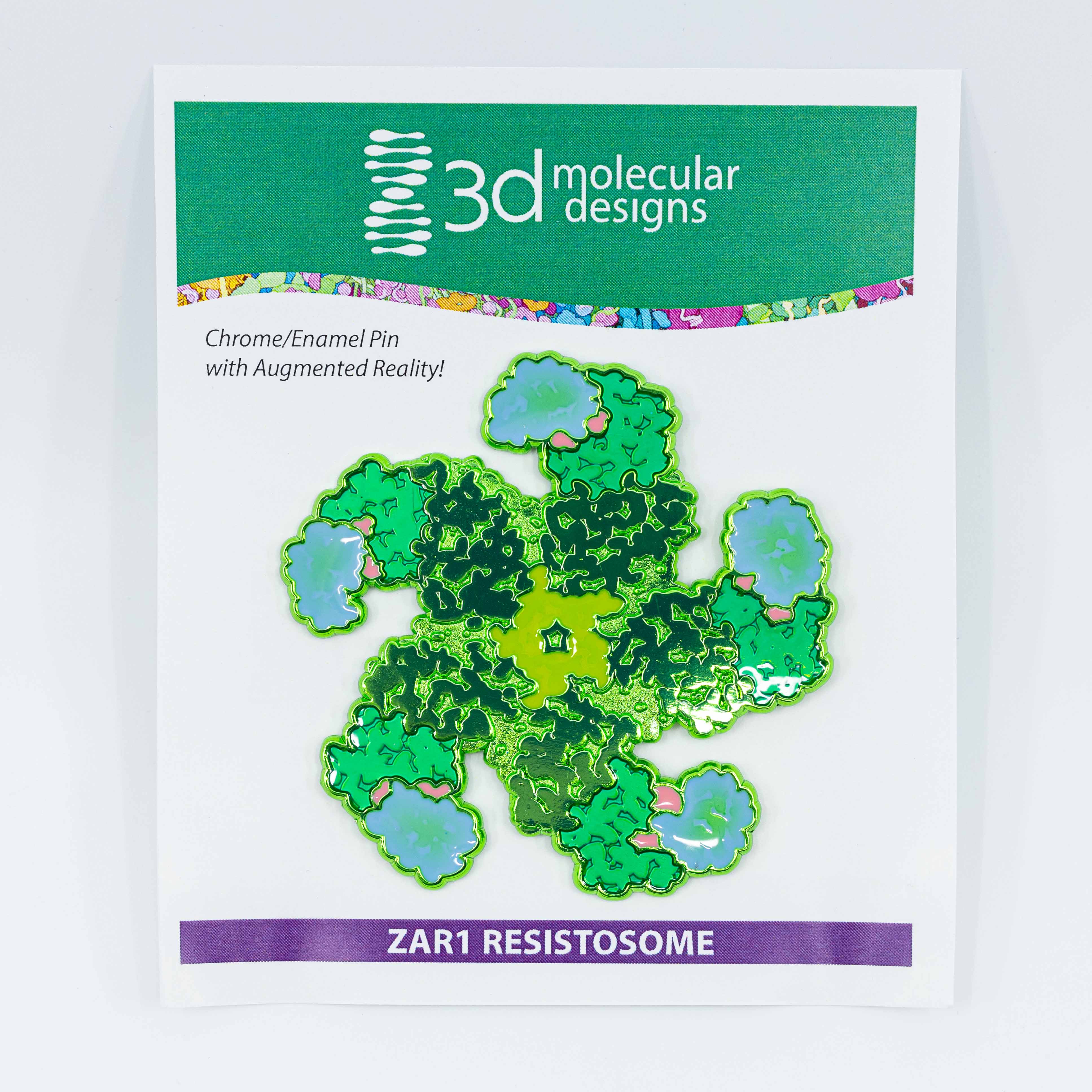 ZAR1 Resistosome Green Chrome Plated Enamel Pin, 2.6"