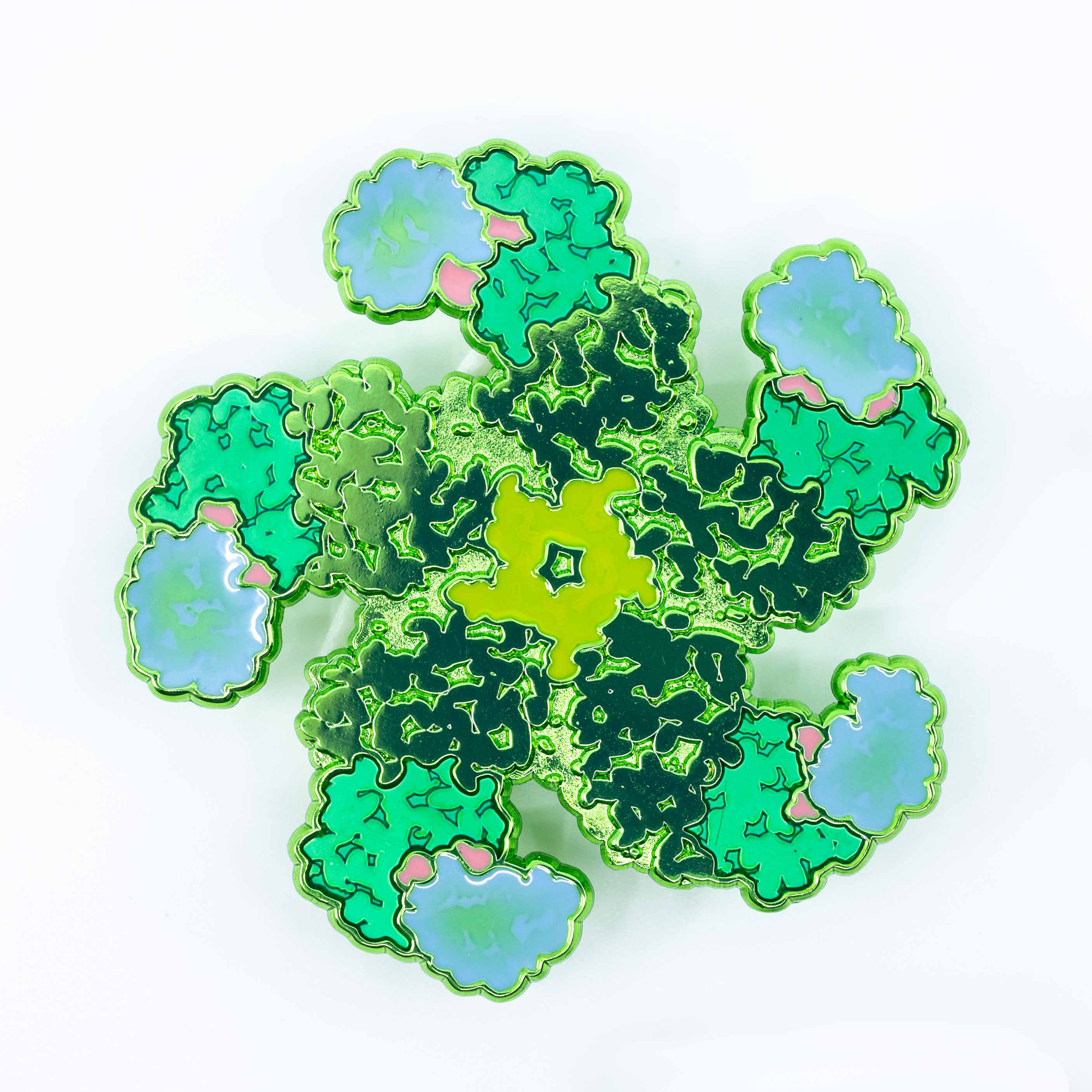 ZAR1 Resistosome Green Chrome Plated Enamel Pin, 2.6"