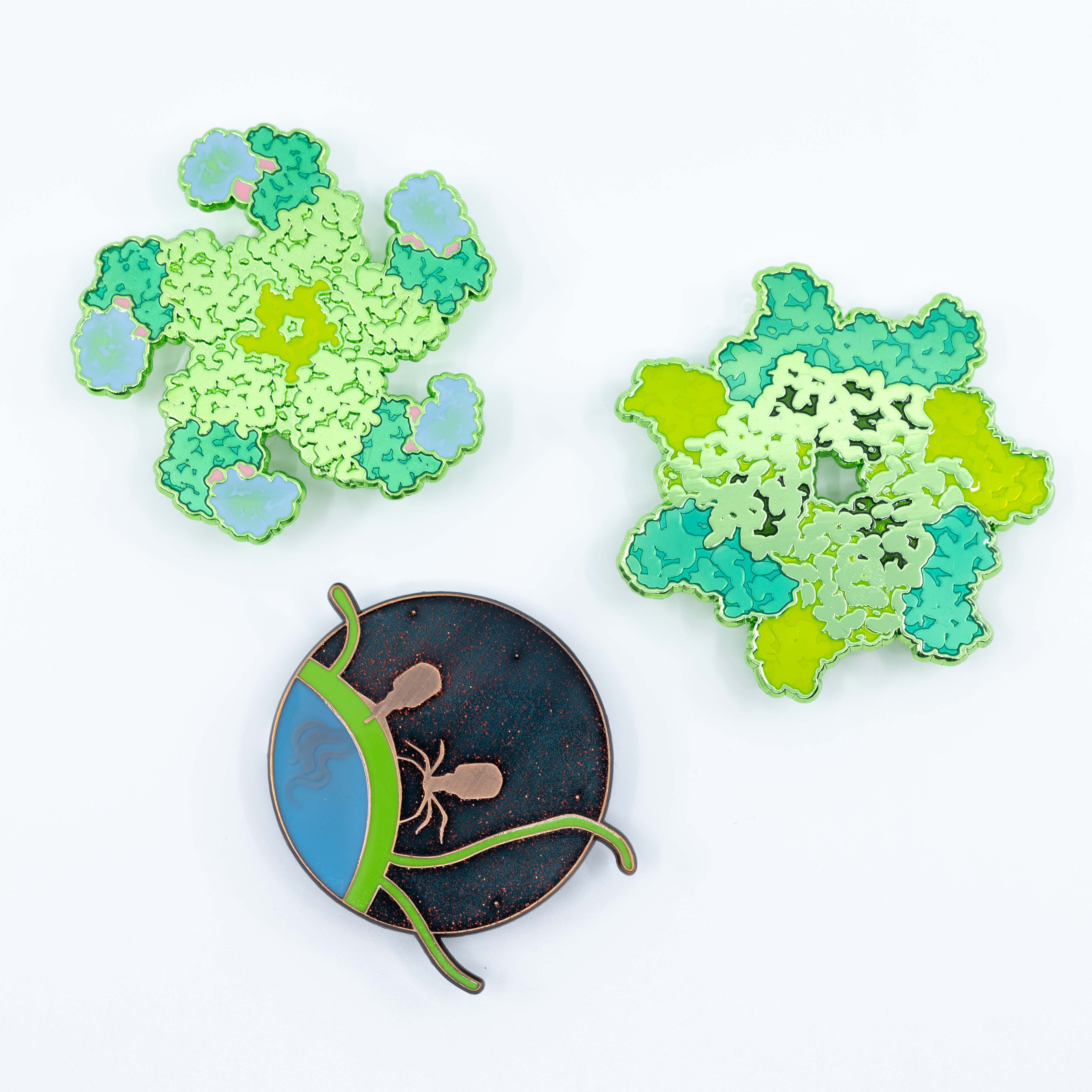 Bacteriophage Antiqued Copper Enamel Pin, 2.35"